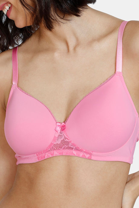 Zivame Beautiful Basics Padded Non Wired 3/4Th Coverage T-Shirt Bra - Pink Cosmos — image 4